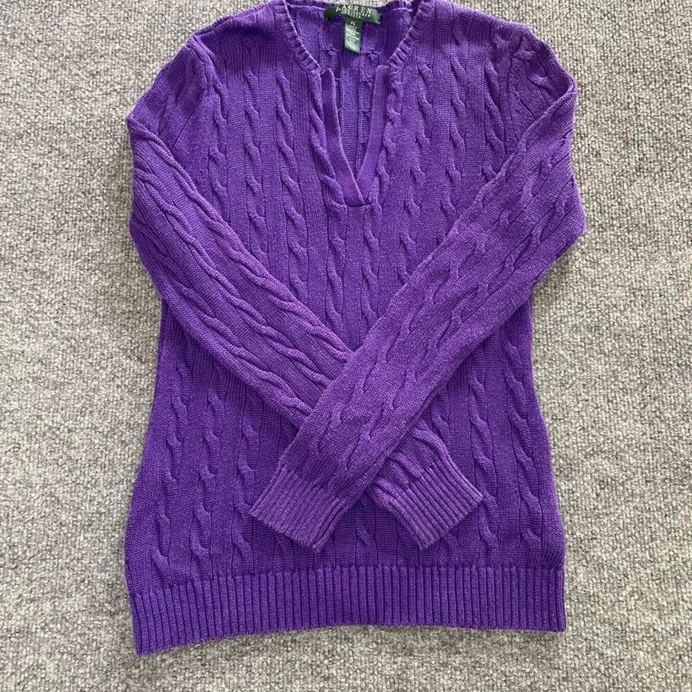 Gilmore girls preppy cozy purple cable knit Lauren Ralph Lauren sweater
